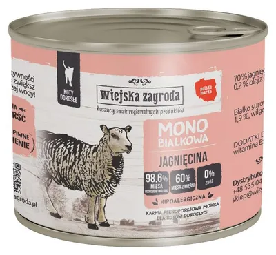 Obrázek produktu pro Wiejska Zagroda Monobiałkowa Jagnięcina mokrá krmiva pro kočky 200g