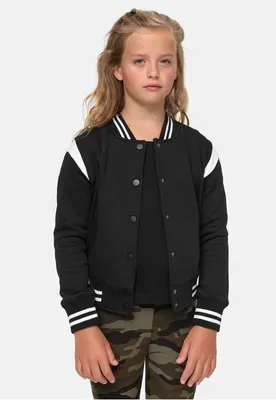 Produktbild von UCK2618 - Girls Inset College Sweat Jacket black/white 134/140