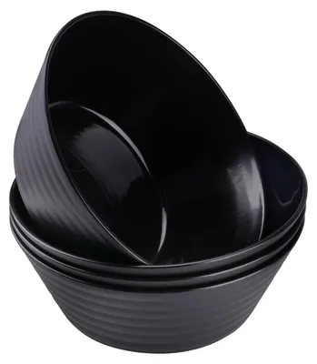 4er-Set Kunststoffschüsseln 20 cm, schwarz, 1200 ml, mikrowellengeeignet