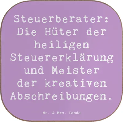 Produktbild von Mr. & Mrs. Panda Tischschoner Spruch Steuerberater Helden - Lavendeltraum - Geschenk, Berufsalltag, Finanzen, Coaster, Untersetzer für Gläser, Steuergesetze, Beruf, Tasse