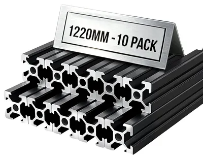 Immagine prodotto di VEVOR Profilo in alluminio 2020, confezione da 10 pezzi, lunghezza 122 cm. Profili in alluminio con scanalature a T, anodizzati, conformi agli standard UE, profili estrusi ad alta resistenza, ideali per componenti di stampanti 3D, banchi da lavoro fai-da-te per CNC e montaggio, colore nero