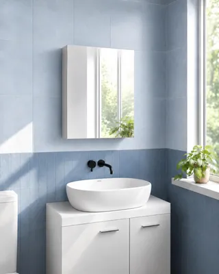 Produktbild von AQUA for you | Spiegelschrank - ASTOR IDA 50- Bad-Hängeschrank – 50x60x13,8 cm - beidseitig - Weiß Glanz - mit Spiegel, Soft-Close, Badschrank