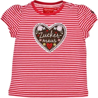 Produktbild von BONDI Baby Mädchen T-Shirt "Zuckermaus" 86750 | Rot Weiß Geringelt Größe: 62