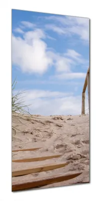 Produktbild von Wallario selbstklebende Duschrückwand 80 x 180 cm mit Motiv Auf der Holztreppe zum Strand - Wandverkleidung mit Hochglanzlaminat in Glasoptik