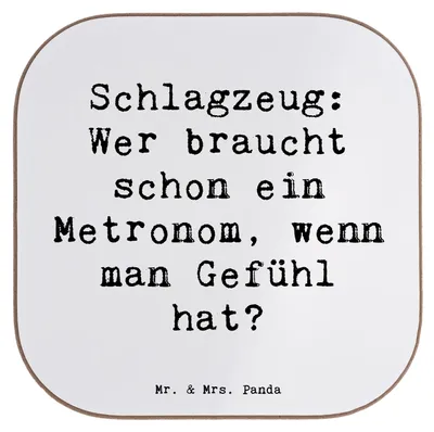 Produktbild von Mr. & Mrs. Panda Untersetzer für Gläser Spruch Schlagzeug Gefühl - Weiß - Geschenk, Musiker, Band, Schlagzeuger, Instrument, Musik, Musikinstrumente, Coaster, Lernen