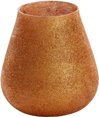 Produktbild von Windlicht - Orange - Glas - 12 x 12 cm - mit Glitzer
