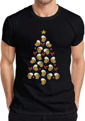 Produktbild von Bier Weihnachtsbaum Lustig - Weihnachten Weihnachtsgeschenk Christmas Herren T-Shirt, Schwarz, S