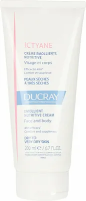 Produktbild von Ducray ICTYANE, Feuchtigkeitsspendend, trockene Haut, Weiblich, Röhre, WATER (AQUA)GLYCERINMINERAL OIL (PARAFFINUM LIQUIDUM)GLYCERYL..., 200 ml