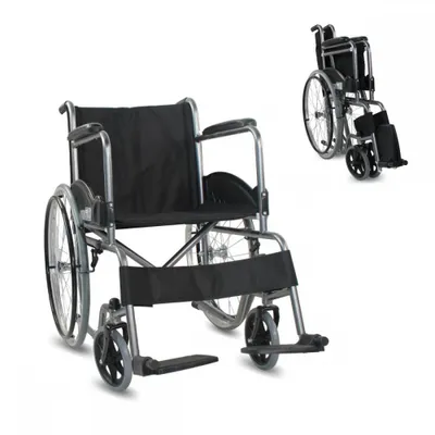 Obrázok produktu pre Invalidný vozík skladací Skladací invalidný vozík s vlastným pohonom Mobiclinic Alcazaba Sedadlo 46 cm Systém nábehu na obrubník Pneumatiky proti nárazom Brzdy na kolesách čierne