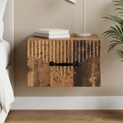 Produktbild von vidaXL Wandmontierter Nachttisch Altholz 34,5 x 33 x 20 cm