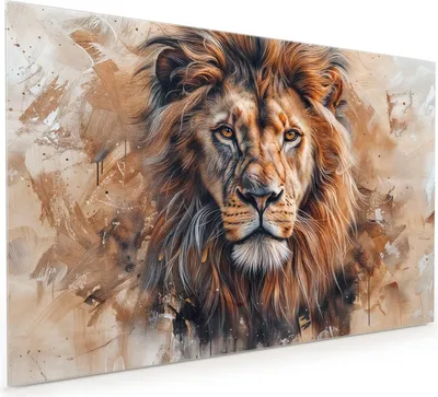 Produktbild von Küchenrückwand Spritzschutz Glas mit Motiv Löwe Porträt 40 x 40 cm