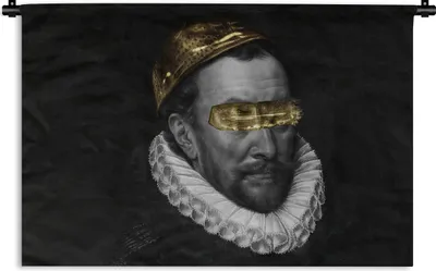 Produktbild von MuchoWow® Wandteppich Wandbehang Wilhelm von Oranien - Adriaen Thomasz - Gold 120x80 cm Tapisserie Dekoration Wandtuch - Wanddekorationen - Wandtücher