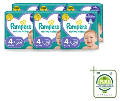 Image de 6 couches Pampers Active Baby, taille 4 (9-14 kg) - Grand paquet - 6 couches