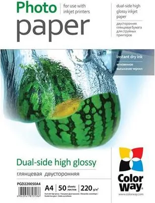 Zdjęcie produktu dla ColorWay | Papier błyszczący | Papier fotograficzny | A4 (210 x 297 mm) | 220 g/m² | 50 arkuszy