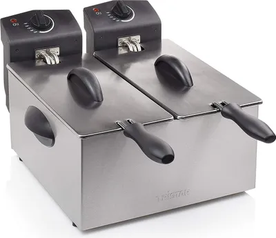 Productafbeelding van Tristar FR-6937, Friteuse, 6 liter, 190 °C, Dubbel, Zwart, Roestvrij staal, Draaibaar