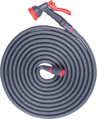 Produktbild von Steuber Flexibler Gartenschlauch Platinum GREY mit 8 Sprühkopf-Funktionen, 16,5m, Süd Siegel, mit Innen- & Außenadapter