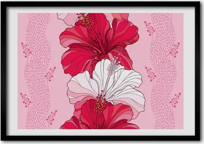 Produktbild von Bild - Bilder - Bilderrahmen - 70 cm x 50 cm - MDF-Rahmen, Wandkunst Hawaii-Blumen