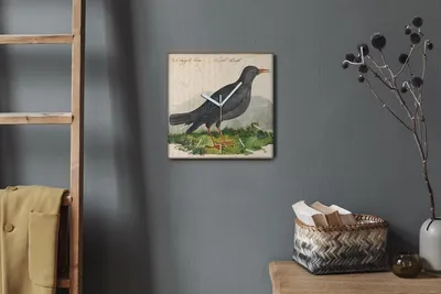 Produktbild von Coloray Hodiny Unikátní 30x30 cm  Tiché hodiny Pro obývací pokoj a kuchyň Nástěnné hodiny Plátno Bílé ručičky hodin - Ptáci zvířata
