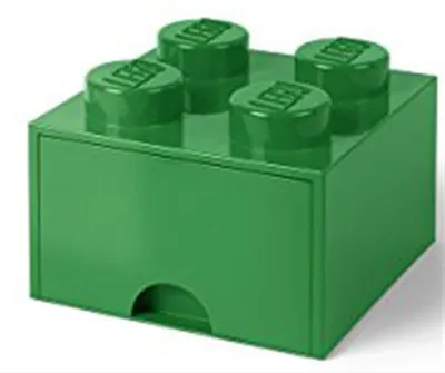 Produktbild von LEGO Brick Schubladenbox mit 4 Knöpfen - Dunkel Grün