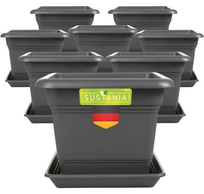 Produktbild von Set aus 8 großen Außenpflanzkästen mit Bewässerungssystem