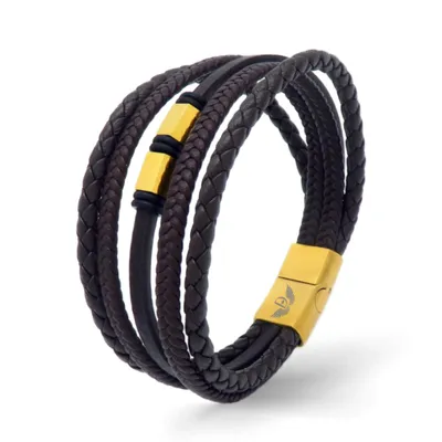 Produktbild von Leder Armband DRUMB GOLD 21 cm / Gold