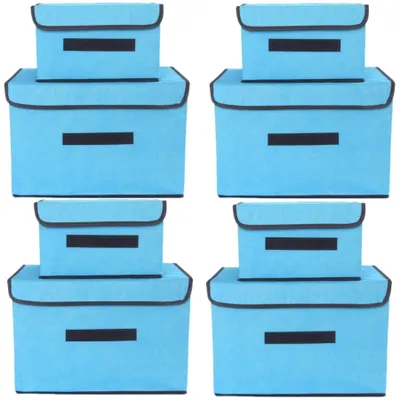 Produktbild von Set aus 8 faltbaren Aufbewahrungsboxen mit Deckel für Kleidung und Spielzeug