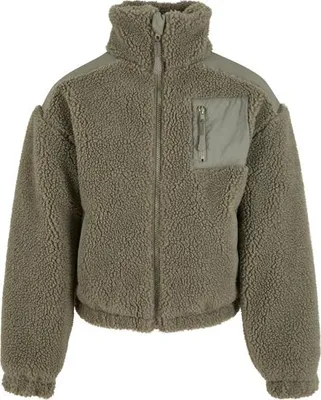 Imagen del producto de Chaqueta para niñas de Urban Classics, estilo Sherpa, color verde pálido - talla 158/164