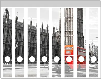 Produktbild von Wallario Ordnerrücken Sticker, selbstklebend für schmale Ordner, 8 Stück, Motiv London Red Bus