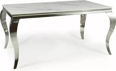 Produktbild von Designer-Esstisch PREDRAG – weißer Marmor / Chrom