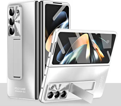 Produktbild von Hülle für Samsung Galaxy Z Fold 5 Hart PC Stander Schutzhülle mit Displayschutz / Linsenschutz Silber