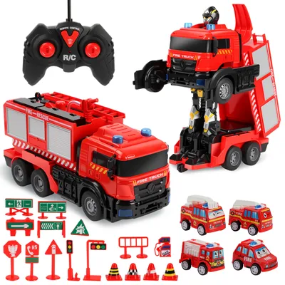 Ferngesteuerter Feuerwehr-LKW, 2-in-1, Wasserfunktion, rot