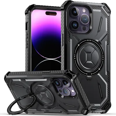 Produktbild von Schutzhülle für iPhone 14 Pro Max Dual Layer Magnetisches Kickstand Hülle, Kompatibel mit Magsafe Ladegerät Schwarz