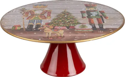 Produktbild von Clayre & Eef Tortenplatte auf Fuß Ø 33x14 cm Rot Kunststoff Nussknacker