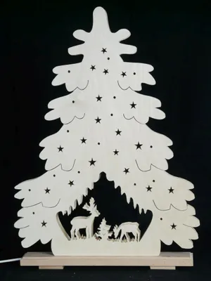 Produktbild von Schwibbogen Tanne mit Waldtieren und Beleuchtung BxHxT 36x43x7cm NEU