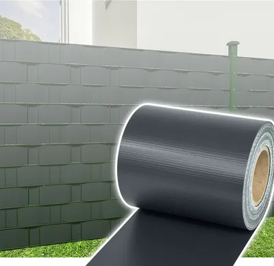 Produktbild von Sichtschutzstreifen Zaun Folie Blickdicht Dick PVC Doppelseitiger Druck Sonnenschutz Sichtschutzfolie 35m x 19cm Anthrazit
