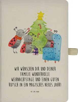 Produktbild von Mr. & Mrs. Panda Tagebuch Weihnachten Smörle - Transparent - Geschenk, Pfefferminzstange, Weihnachtsbaum, Skizzenbuch, Journal, Kladde, Schreibbuch, Tannennadeln