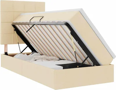 Produktbild von vidaXL Aufbewahrungsbett mit Matratze Creme 100 x 200 cm Stoff