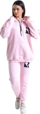 Produktbild von Jogginsanzug Freizeitanzug Sportanzug Royyen 1247 mit Fleece-Oversize-Trainingsanzug-Set für Damen – ROSA / L