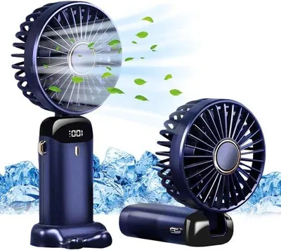 Immagine prodotto di Ventilatore portatile USB compatto a 5 velocità con indicatore LED e batteria ricaricabile