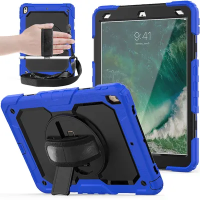 Zdjęcie produktu dla etui 4 w 1 do tabletu Apple Ipad Pro 10,5 / Air 3 (3. generacji) 10,5 cala Ochrona przed wstrząsami + podstawka ciemnoniebieska