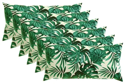 Zdjęcie produktu dla Pokrowce na poduszki vidaXL, 6 sztuk, wzór liści, 40 x 80 cm, poliester