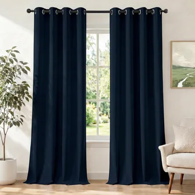 Produktbild von Set von 2 Schwarzen Thermo-Vorhängen - 46x54 Zoll für Wohnzimmer und Schlafzimmer