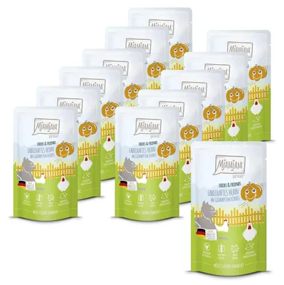Obrázok produktu pre MjAMjAM Cat - Chicks+Friends 12x125g | Kuracie mäso a tekvica