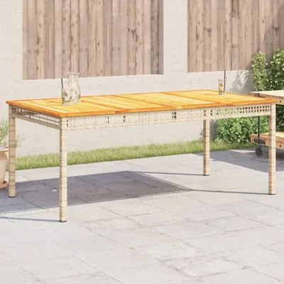 Produktbild von Gartentisch Beige 180x90x75 cm Poly Rattan Akazienholz - Gartentische 366281