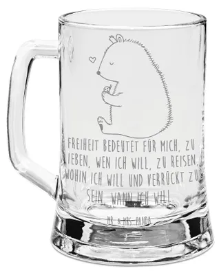 Produktbild von Mr. & Mrs. Panda Krug Bär Marienkäfer - Transparent - Geschenk, Bierkrug Glas, Teddy, Das Leben Ist schön, Freiheit, Gravur, Seidel, Motivation, Glaskrug, Humpen, Liebe