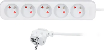 Produktbild von Solight Verlängerungskabel, 5 Steckdosen, weiß, 5m