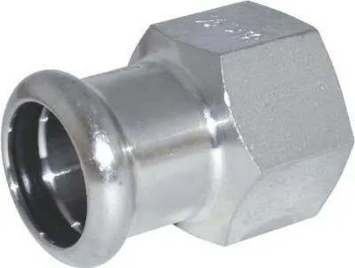 Produktbild von Gewindefitting F 54 2inox aus Edelstahl 316L, schwarz, mit Crimpverbindungssystem und EPDM O-Ring