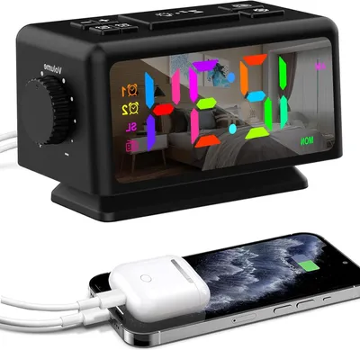 Produktbild von Digitale Wecker – Radiowecker – Weckerfunktion – RGB-Beleuchtung – 7,6 x 8,4 cm – Schwarz