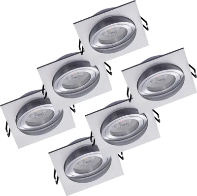 Produktbild von 6er Set Oktaplex Einbaustrahler Alu dimmbar schwenkbar inkl. LED Modul 3.000K warmweiß - Deckenspot Aluminium gebürstet