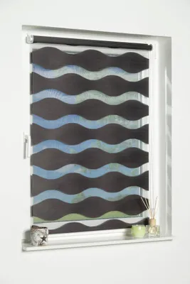 Obrázek produktu pro K-home Klemmfix dvojitá roleta "Welle", montáž bez vrtání - antracit, 90 cm x 200 cm (šířka x výška)